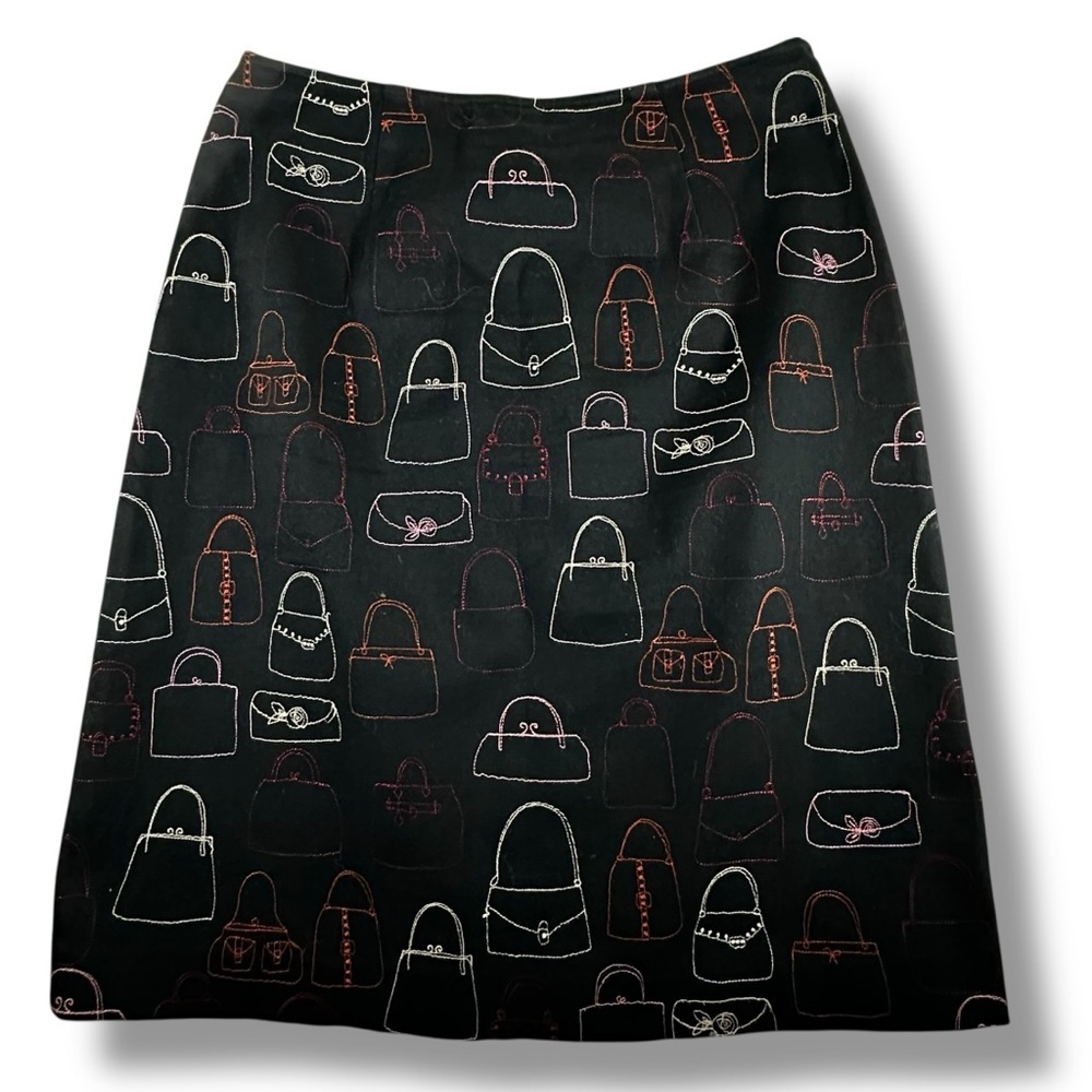 Harold’s Black A-Line Skirt Handbag Novelty Embroidery Size 2